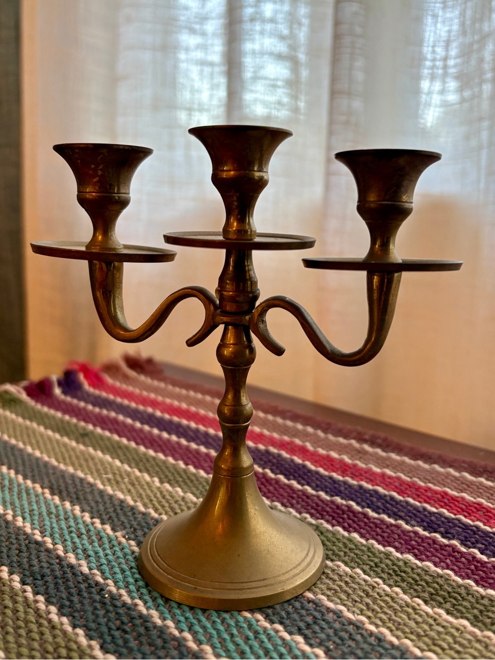 Brass Three-Arm Candelabra